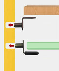 Beefy Heavy Duty Cabinet Shelf Brackets With Steel Wall Mount Supports for angled board pin fixation displayed in illustration.