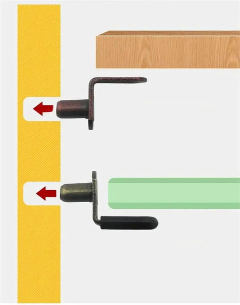 Beefy Heavy Duty Cabinet Shelf Brackets With Steel Wall Mount Supports for angled board pin fixation displayed in illustration.