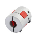 Top Shelf Aluminum Shaft Coupler For Motors And Gadget Mods 6.35mm To 10mm Bore 30mm Length features silver and red coupling with 10mm bore.