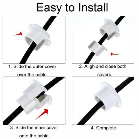 Super Sleek Black Plastic 3 4 Inch Wall Cable Grommets Starlink Routing Kit Pass Through Holes For Neat Wire Management On Desks And Tables To Keep Cords Hidden And Setup Looking Clean And Modern. Easy install cable grommet steps on black cord