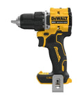 Side view of Atomic Compact 20V Max Brushless Cordless Drill Driver 1/2 Inch Chuck Tool Only, yellow and black design