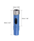 Front view of uxcell 14mm sintered diamond core drill bit with blue housing for masonry drilling.