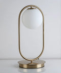 Dope Gold Globe Table Lamp With White Glass Shade For Bedside And Desk Mid Century Modern Style Metal Construction With Electroplating