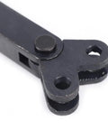 Close-up of Pro Grade Diagonal Dual Wheel Linear Knurling Tool For Metal Lathe Turning with black steel finish.
