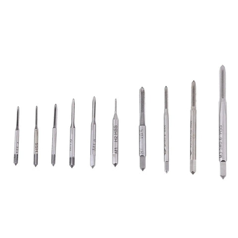 Mini Hand Taps Set M1 To M3.5, 10 Pcs Micro Tap And Die Kit With Screw Extractors, Metric Thread Tapping Tools For Watch And Faucet Repair