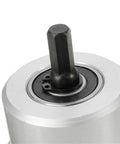 Close-up of Double Headed Sheet Metal Nibbler Cutter for Drills 360 Degree Adjustable attachment, showing heavy duty steel tool fitting