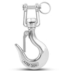 Heavy Duty Slip Hook And Clevis Hook Chain For Tow Winch And Trailer Stainless Steel Latch Safety Workhorse Hardware Three Sixteenth Inch 330 Lbs Load Capacity Built Tough For Lifting And Towing Corrosion Resistant, 304 stainless hook