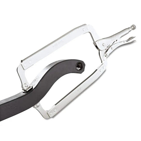 Heavy Duty 18 Inch Locking C Clamp With Swivel Pad Tip And Turn Screw Adjustment crafted from heat treated alloy steel, showing jaw detail.