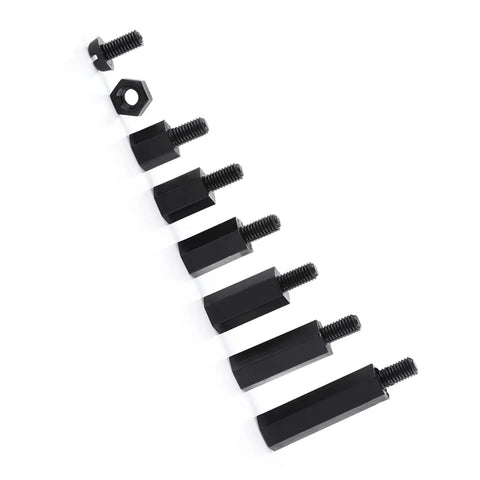 DIY Ready M2 Nylon Standoff Spacers Kit 250 Piece Assortment Hex Female Threaded Columns PA66 Insulated Non Conductive Spacers for PCB Boards and Electronics Projects, black hex standoffs