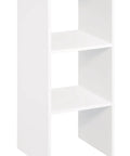 Stackable Vertical Cube Organizer In White, Heavy-Duty Freestanding Shelf With Open Back, 31.5 Inch High, side view