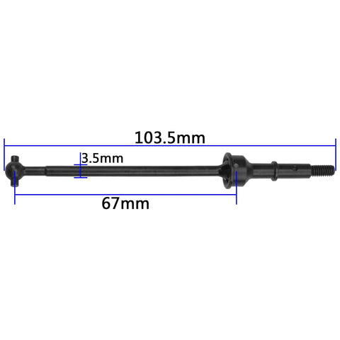 Unassembled Pack Of 2 Beefy Metal Rear Drive Shafts CVD Set For Losi 22S 2WD RC Drag Car Upgrade Part, shown with measurements