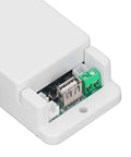 Close-up of wireless battery monitor's internal circuit with connectors, highlighting Smart Hall Sensor Tech for easy install.