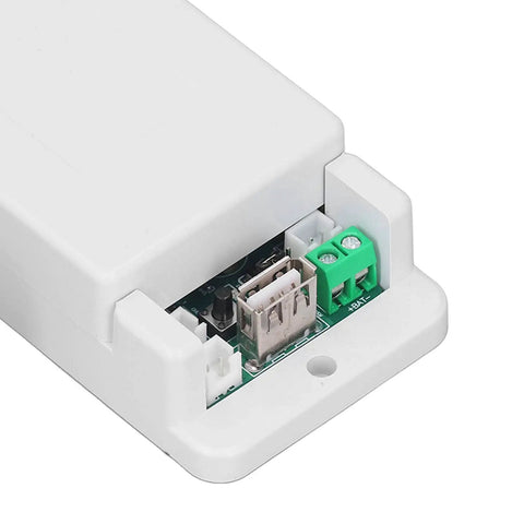 Close-up of wireless battery monitor's internal circuit with connectors, highlighting Smart Hall Sensor Tech for easy install.