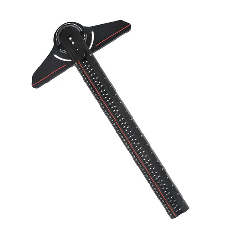 Pro Grade Layout Measuring Tool With Angles Finder For Woodworking And Construction, Lightweight Aluminum Ruler, black color