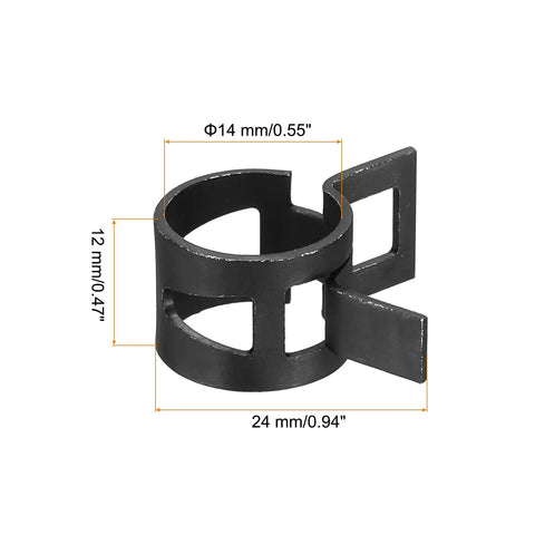 Close-up of 14mm clamp from 10 Piece Fuel Line Clamps Set One Half Inch 14mm Beefy Spring Band Hose Clamps For Automotive Fuel Lines