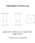 Cold Rolled Steel Adjustable Furniture Leg with Black Powder Coat Base dimensions and specifications