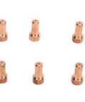 Super Cool 20Pcs Replacement Kit With Plasma Electrode Tips And Brass Nozzles For PT80 IPT-80 PTM-80 Cutter Torch, six brass nozzles arranged.