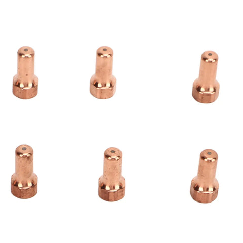 Super Cool 20Pcs Replacement Kit With Plasma Electrode Tips And Brass Nozzles For PT80 IPT-80 PTM-80 Cutter Torch, six brass nozzles arranged.