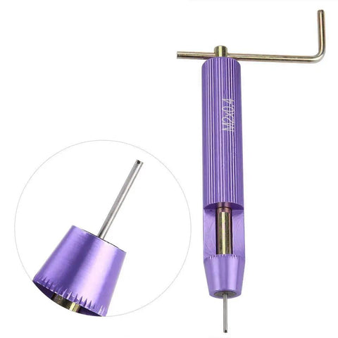 M2x0.4 Threaded Insert Repair Kit installation tool with close-up detail, showcasing purple handle and metal parts.