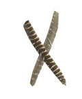 Close-up of two turkey feathers from 30 Piece Pro Grade Full Length Turkey Feather Arrow Fletching Set For DIY Arrows Right Wing Spiral Twist