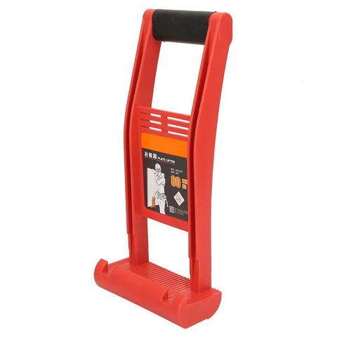 Heavy Duty Panel Lifter Grip Tool With Non Slip Handle For Safe Drywall And Sheet Metal Handling Plus Durable Abs Plastic Construction For Pros And DIYers in red, showcasing ergonomic design.