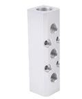 Three Way Five Port Aluminum Air Manifold With One Half Inch NPT Inlet And Four One Quarter Inch NPT Outlets For Pneumatic Tools Heavy Duty Air Distribution -40F To 212F Temperature Range, side view