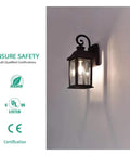 Dusk To Dawn Outdoor Wall Light With Sensor, Waterproof Matte Black Porch Sconce, Clear Glass Exterior Lantern for house wall-mounted