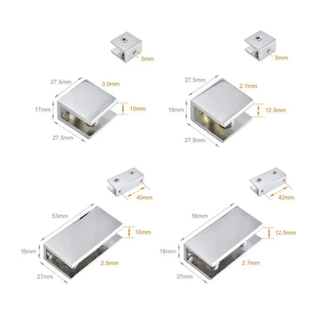 Cabinet Shelf Clips Set Of 10 Durable Frameless Clamp Brackets dimensions for Glass Shelves and Panels