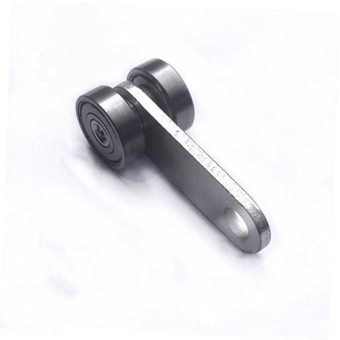 Heavy Duty Steel Sliding Door Pulley Wheel Assembly With Premium Double Bearing Rollers That Glide Like Butter For Closets Windows Cabinet Guides And Home Repairs, close-up of steel wheel and housing.