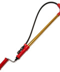 Heavy Duty 6ft Toilet Auger With Dual Bulb Head And Drill Ready Build For Killing Nasty Clogs Dead Quick telescopic snake with red handle.