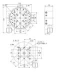 Technical diagram of R Axis 360 Degree Manual Rotary Stage 100mm Table With Precision Angle Adjustment, Worm Gear Drive.