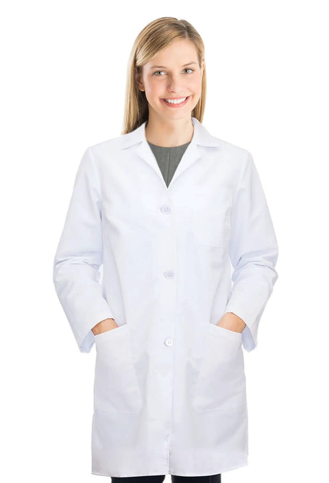 White Lab Coat For Women And Men Long Sleeve Unisex Medical Coat Size L Durable Polyester Laboratory Coat For Work And Costume