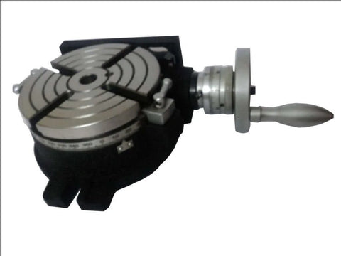Pro Grade Workhorse Rotary Table with Steel Dividing Plates Set and Tailstock for manual milling, shown on side view.