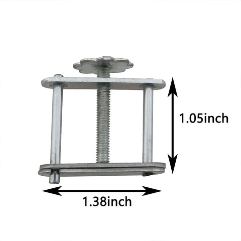 Four Pack Flow Control Hose Clamps Iron Plated Water Stop Clips With Swivel Screws showing dimensions 1.05x1.38 inches
