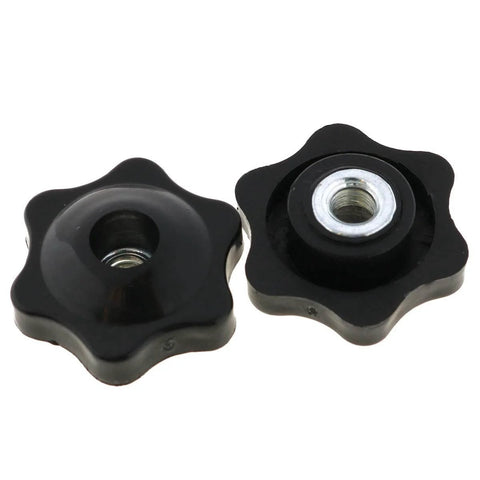 Six Pack 1/4 Inch Nylon Hex Head Thru Knobs for Clamping Jigs and Fixtures, Durable Black Nylon with Stainless Steel