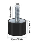 Anti Vibration Rubber Mounts Pack Of 4 For Motors Pumps And Compressors With 18 Mm Stud 25 By 20 Mm Size Durable High Density Rubber Isolators For HVAC Equipment And Machinery To Damp Vibes And Cut Noise With Easy Install, M6 stud mount