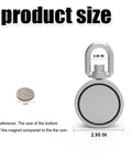 Double Sided 360 Rotatable Neodymium Magnet Fishing Kit, 2.95 Inch Diameter, 1000 Lb Total Pull next to coin for size comparison