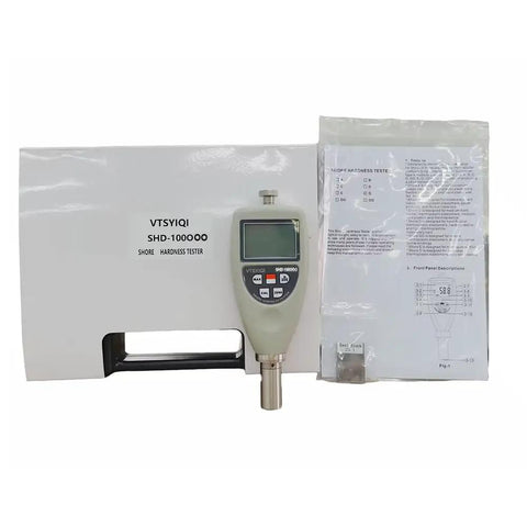 Badass Portable Digital Shore Hardness Tester And Rock Solid Handheld Durometer Gauge With Usb Software For Rapid Rubber And Plastic Testing Sessions Daily Bench Work on a workshop bench with instructional manual.