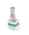 Two Pack B103K Potentiometer With Rotary Switch 5 Pins 13 Millimeter Half Shaft for Walkie Talkie Radio Repair angled view