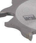 Close-up of 4 Inch 6 Tooth Carbide Biscuit Joiner Blade with 22mm Bore Replacement Plate for Woodworking Pro Grade Durability Thin Kerf