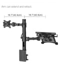 Heavy Duty Dual Monitor Arm Stand With Full Motion Height Adjustable Desk Mount for 10 to 27 inch screens showing extension.