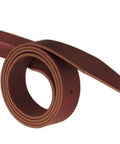 Latigo Leather Strap With Holes 1 3/4 X 72 Inches Burgundy Heavy Duty Tie In Buckle Strap With Beveled Edges coiled view