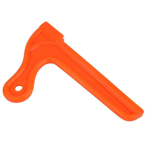Four Pack Table Saw Push Sticks With Pro Grade Ergonomic Handles For Safe Woodworking, bright orange single push stick.