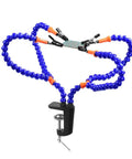 Ultimate Soldering Helping Hands Clamp with 4 Precision Alligator Clips on adjustable vise clip for DIY arts and crafts.