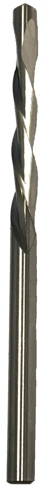 Close-up of one bit from the One Eighth Inch Guide Point Drywall Router Bits Thirty Two Pack For Precise Outlet And Can Light Cutouts, Three Quarter Inch Cut Depth.