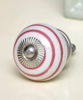 Super Slick White Striped Ceramic Drawer Knobs And Door Pulls For Kitchen Cabinets And Dressers Heavy Duty Rust Free Furniture Hardware Set No Sweat Easy Install close-up view showing detail and finish.