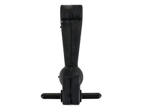 Front view of 6 Inch Heavy-Duty Rubber Hood Catch with Zinc-Plated Brackets and Pin T-Handle Rubber Latch for securing truck compartments.