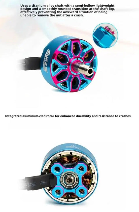 Beefed Up 2207.5 1860Kv Brushless Motor For 6S FPV Drone 5 Inch Props showing titanium shaft design