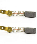 Heavy Duty Carbon Brush Set No Sweat Swap For Porter Cable And Black Decker Plate Joiners Built Tough Right On Fit Pro Grade Motor Parts For Models R08 And 876345 Specs Quarter Inch Diameter featuring two carbon brushes with spring connectors.