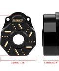 Front and side view of Beefed Up Brass Front And Rear Portal Housings For 1/10 TRX4 TRX6 RC Crawler - Adds 46g Per Side Stabilizes Uphill Climbs Heavy Duty Upgrade Parts (2PCS), showing dimensions.